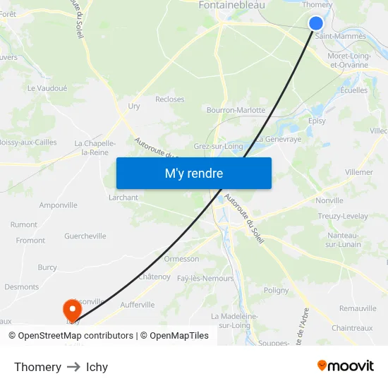 Thomery to Ichy map