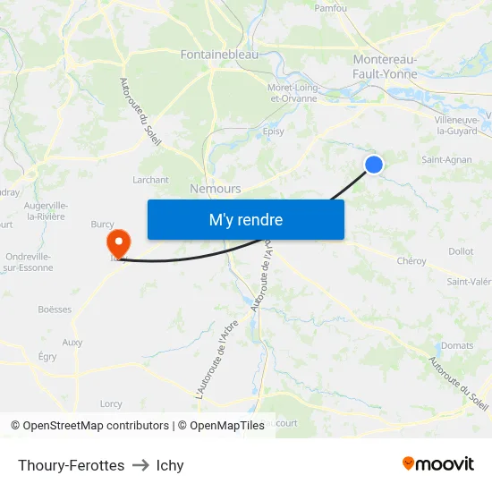 Thoury-Ferottes to Ichy map