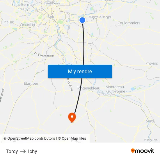 Torcy to Ichy map