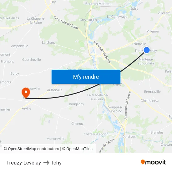Treuzy-Levelay to Ichy map