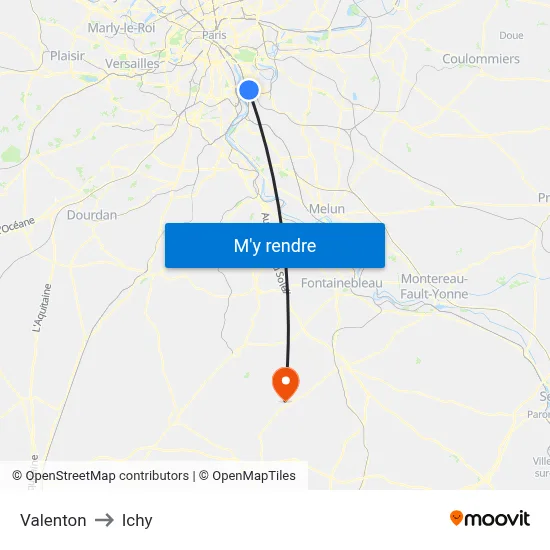 Valenton to Ichy map