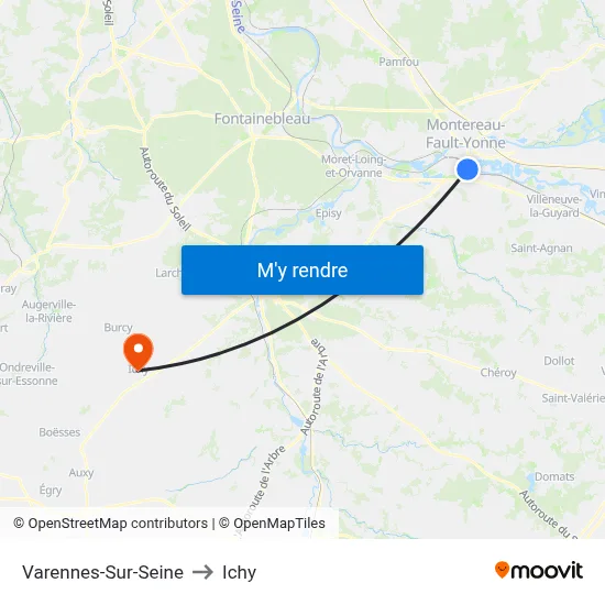 Varennes-Sur-Seine to Ichy map
