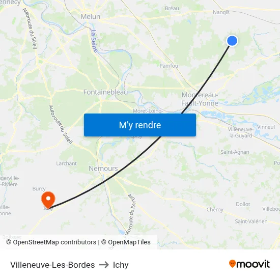 Villeneuve-Les-Bordes to Ichy map