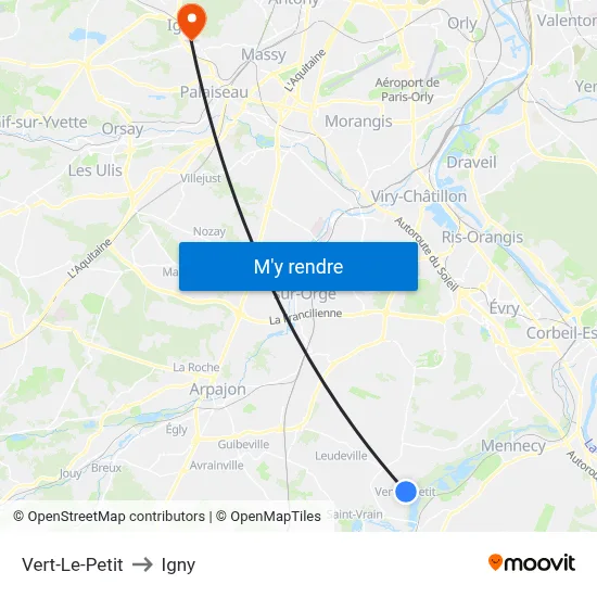 Vert-Le-Petit to Igny map