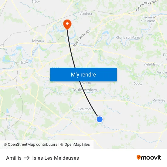 Amillis to Isles-Les-Meldeuses map