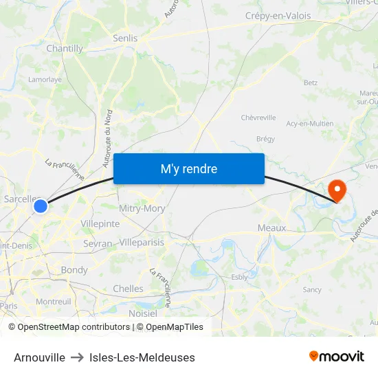 Arnouville to Isles-Les-Meldeuses map