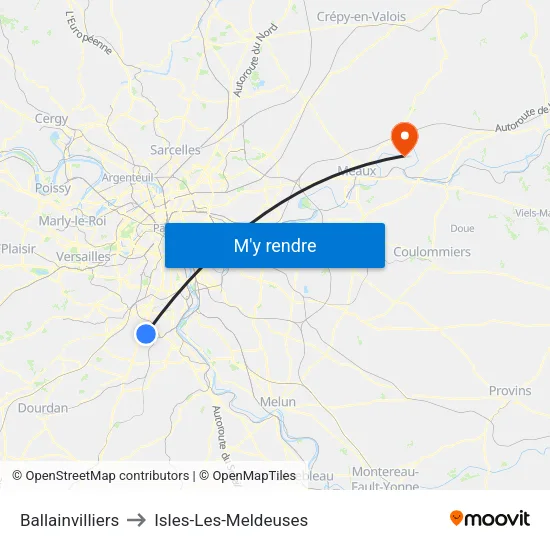 Ballainvilliers to Isles-Les-Meldeuses map