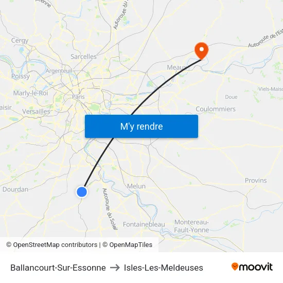 Ballancourt-Sur-Essonne to Isles-Les-Meldeuses map