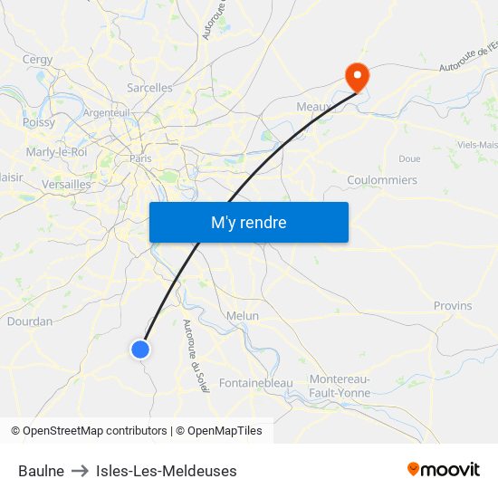 Baulne to Isles-Les-Meldeuses map