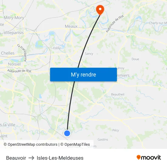 Beauvoir to Isles-Les-Meldeuses map