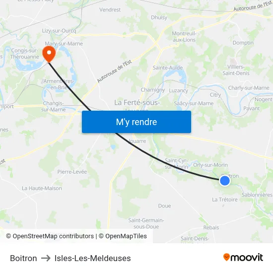 Boitron to Isles-Les-Meldeuses map