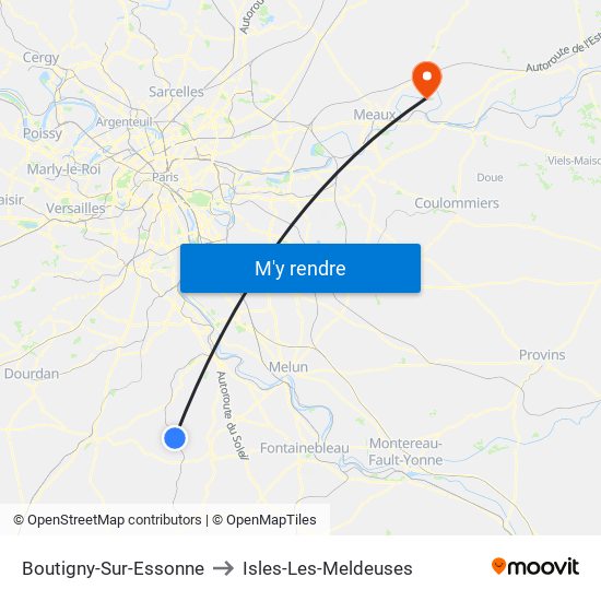 Boutigny-Sur-Essonne to Isles-Les-Meldeuses map