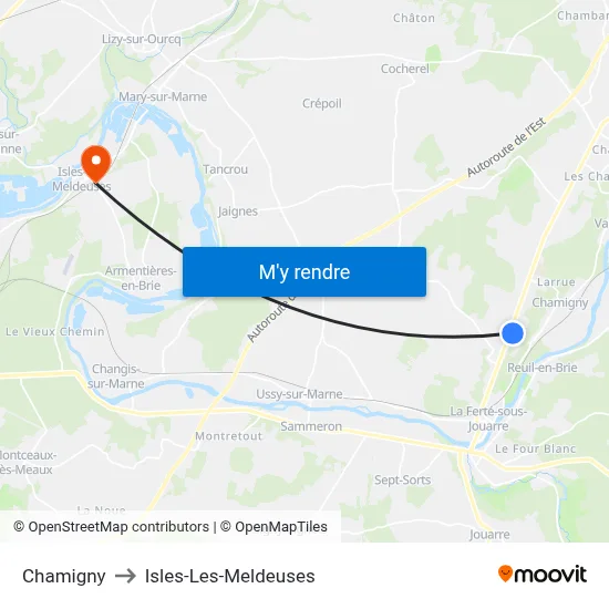 Chamigny to Isles-Les-Meldeuses map