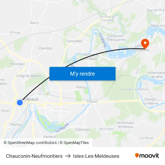 Chauconin-Neufmontiers to Isles-Les-Meldeuses map