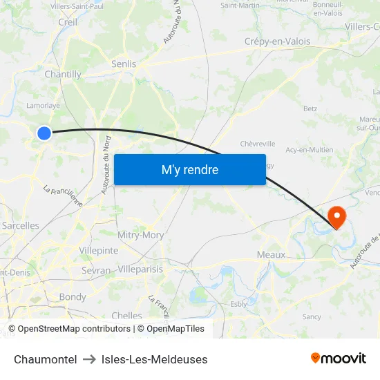 Chaumontel to Isles-Les-Meldeuses map