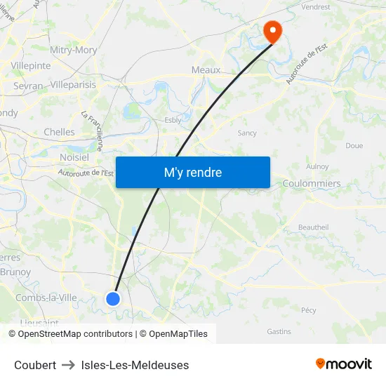 Coubert to Isles-Les-Meldeuses map