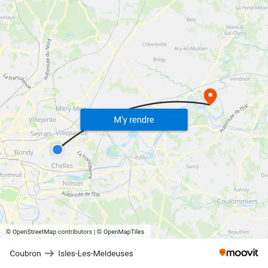Coubron to Isles-Les-Meldeuses map