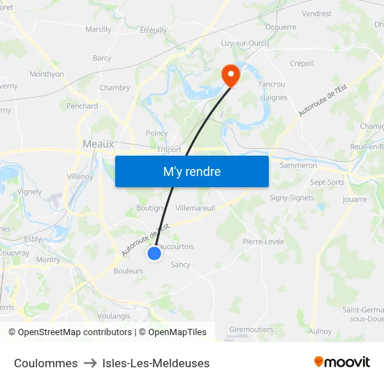 Coulommes to Isles-Les-Meldeuses map