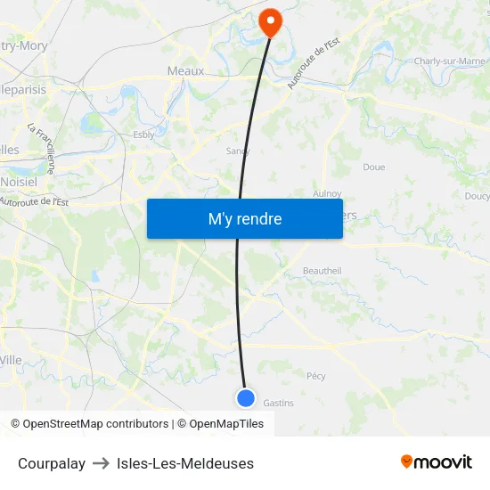 Courpalay to Isles-Les-Meldeuses map