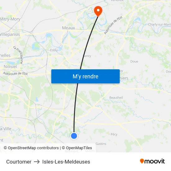 Courtomer to Isles-Les-Meldeuses map