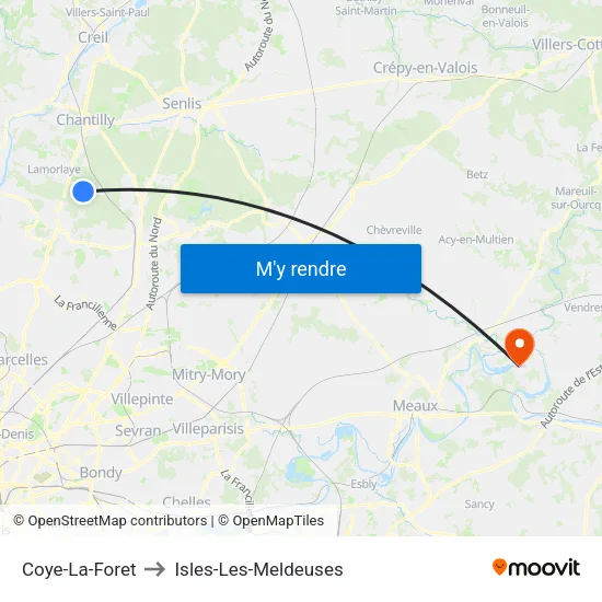 Coye-La-Foret to Isles-Les-Meldeuses map