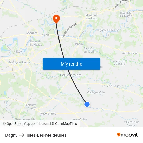 Dagny to Isles-Les-Meldeuses map