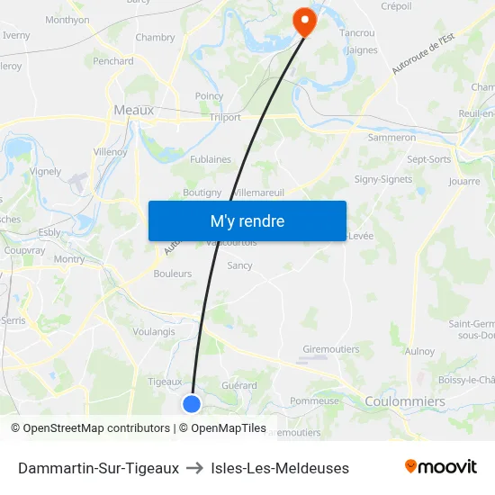 Dammartin-Sur-Tigeaux to Isles-Les-Meldeuses map