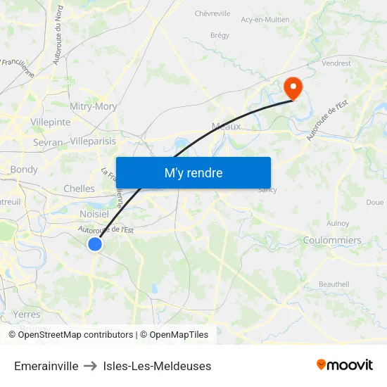 Emerainville to Isles-Les-Meldeuses map