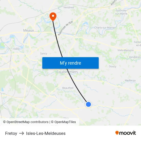 Fretoy to Isles-Les-Meldeuses map