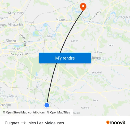 Guignes to Isles-Les-Meldeuses map