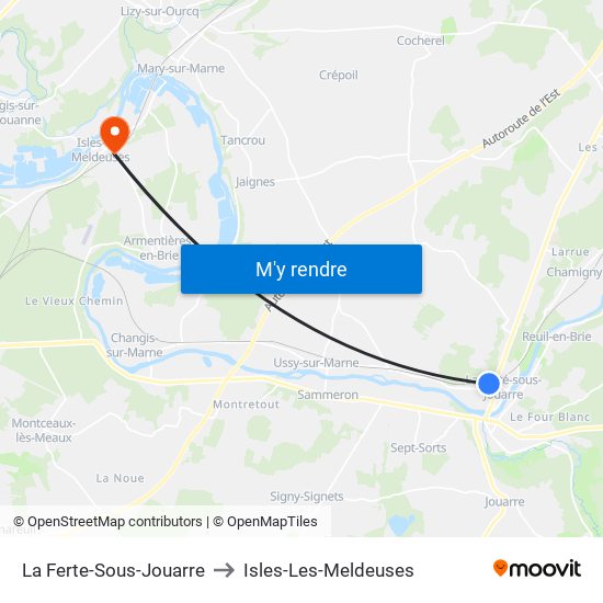 La Ferte-Sous-Jouarre to Isles-Les-Meldeuses map