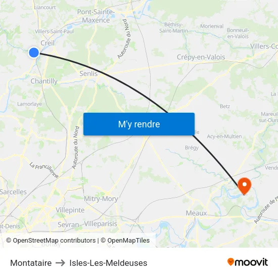 Montataire to Isles-Les-Meldeuses map