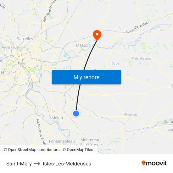 Saint-Mery to Isles-Les-Meldeuses map