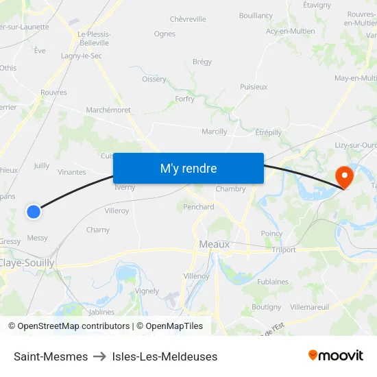 Saint-Mesmes to Isles-Les-Meldeuses map