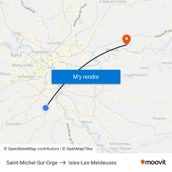 Saint-Michel-Sur-Orge to Isles-Les-Meldeuses map