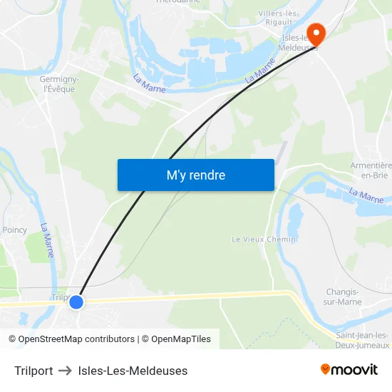 Trilport to Isles-Les-Meldeuses map