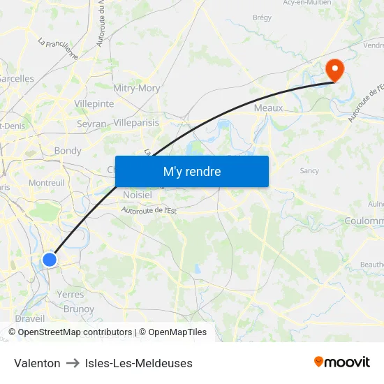 Valenton to Isles-Les-Meldeuses map