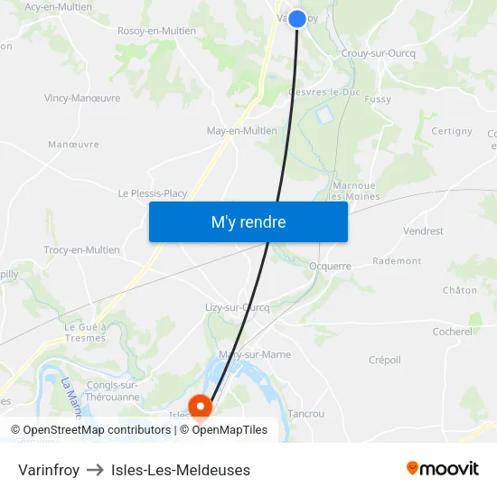 Varinfroy to Isles-Les-Meldeuses map