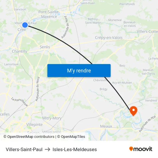 Villers-Saint-Paul to Isles-Les-Meldeuses map