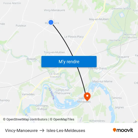 Vincy-Manoeuvre to Isles-Les-Meldeuses map