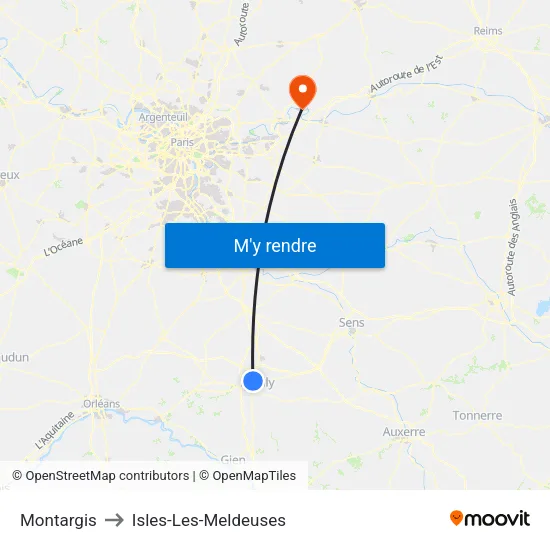 Montargis to Isles-Les-Meldeuses map