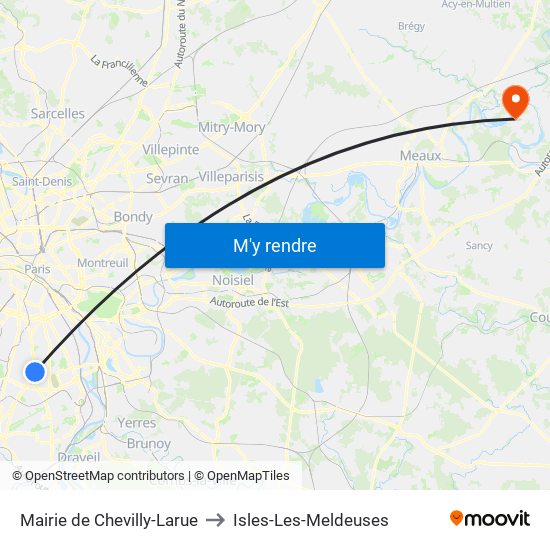 Mairie de Chevilly-Larue to Isles-Les-Meldeuses map