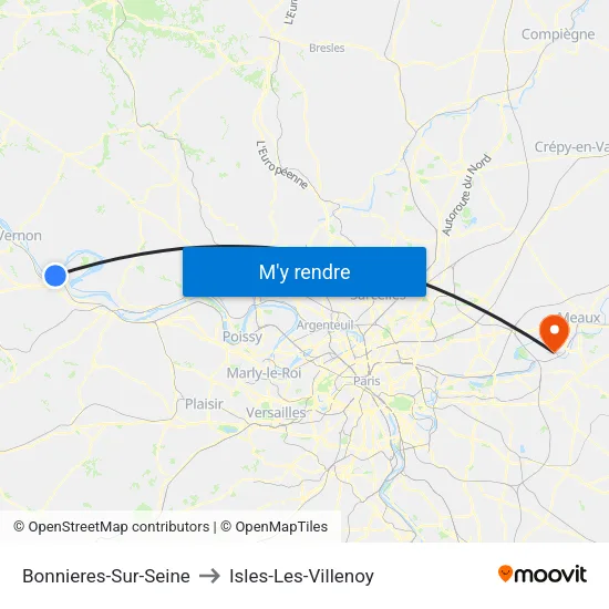 Bonnieres-Sur-Seine to Isles-Les-Villenoy map