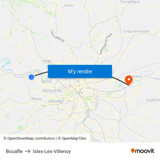 Bouafle to Isles-Les-Villenoy map