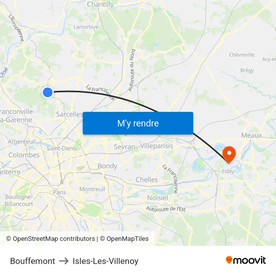 Bouffemont to Isles-Les-Villenoy map