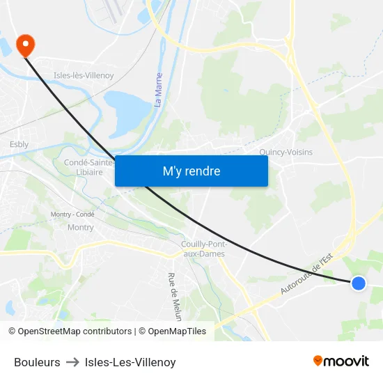 Bouleurs to Isles-Les-Villenoy map