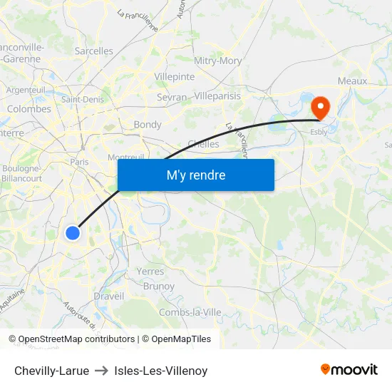 Chevilly-Larue to Isles-Les-Villenoy map