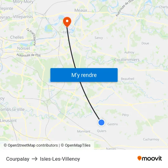 Courpalay to Isles-Les-Villenoy map