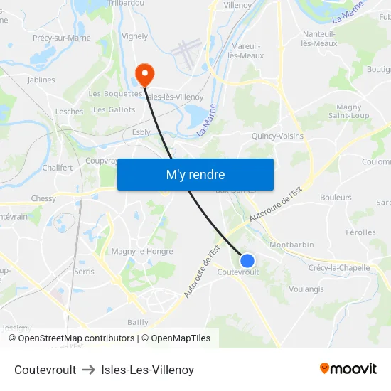 Coutevroult to Isles-Les-Villenoy map