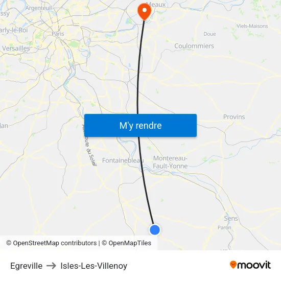 Egreville to Isles-Les-Villenoy map